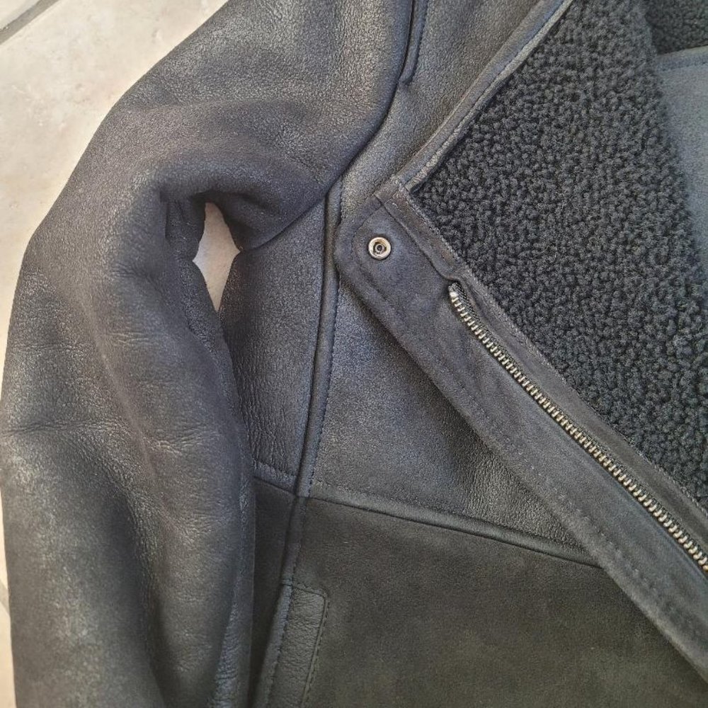 WRAP LONDON Suede and Leather Sheepskin Shearling Leah Jacket XS - Picture 12 of 12